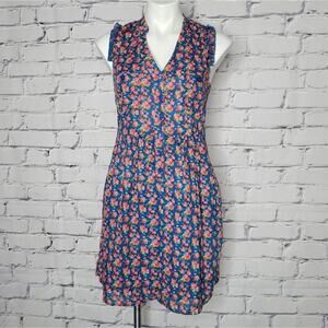 BeBop Blue Floral Retro Sleeveless Dress, size Medium